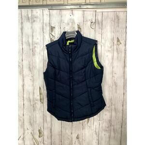 Aeropostale Womens Navy Blue Quilted Full Zip Puffer Vest Size XL